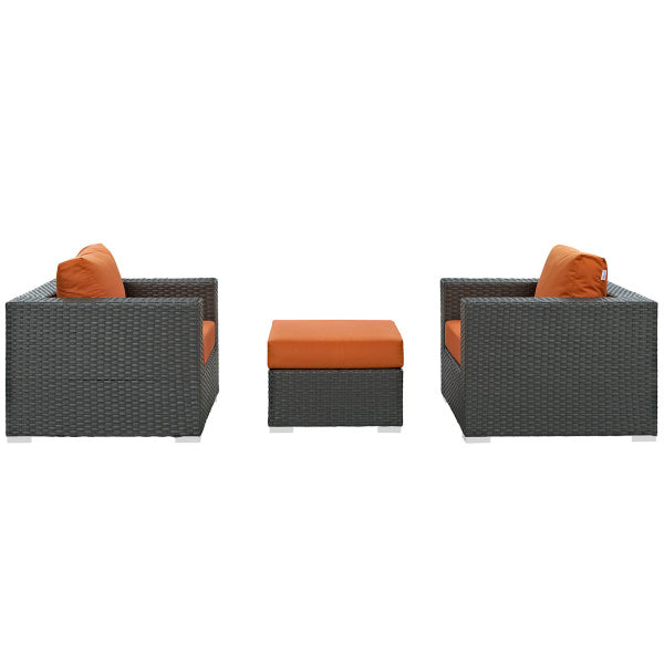 Sojourn 3 Piece Outdoor Patio Sunbrella Sectional Set by Modway