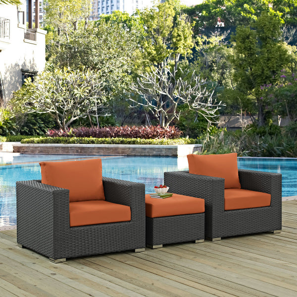 Sojourn 3 Piece Outdoor Patio Sunbrella Sectional Set by Modway