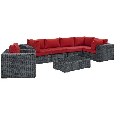 Summon 7 Piece Outdoor Patio Sunbrella Sectional Set by Modway