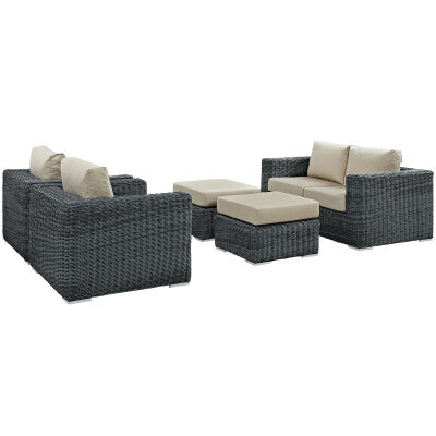 Summon 5 Piece Outdoor Patio Sunbrella Sectional Set by Modway