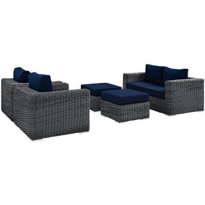 Summon 5 Piece Outdoor Patio Sunbrella Sectional Set by Modway