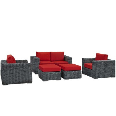 Summon 5 Piece Outdoor Patio Sunbrella Sectional Set by Modway