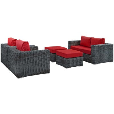 Summon 5 Piece Outdoor Patio Sunbrella Sectional Set by Modway