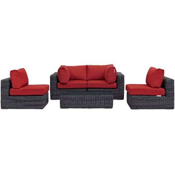 Summon 5 Piece Outdoor Patio Sunbrella Sectional Set by Modway