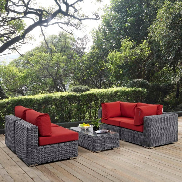 Summon 5 Piece Outdoor Patio Sunbrella Sectional Set by Modway