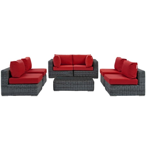 Summon 7 Piece Outdoor Patio Sunbrella Sectional Set by Modway