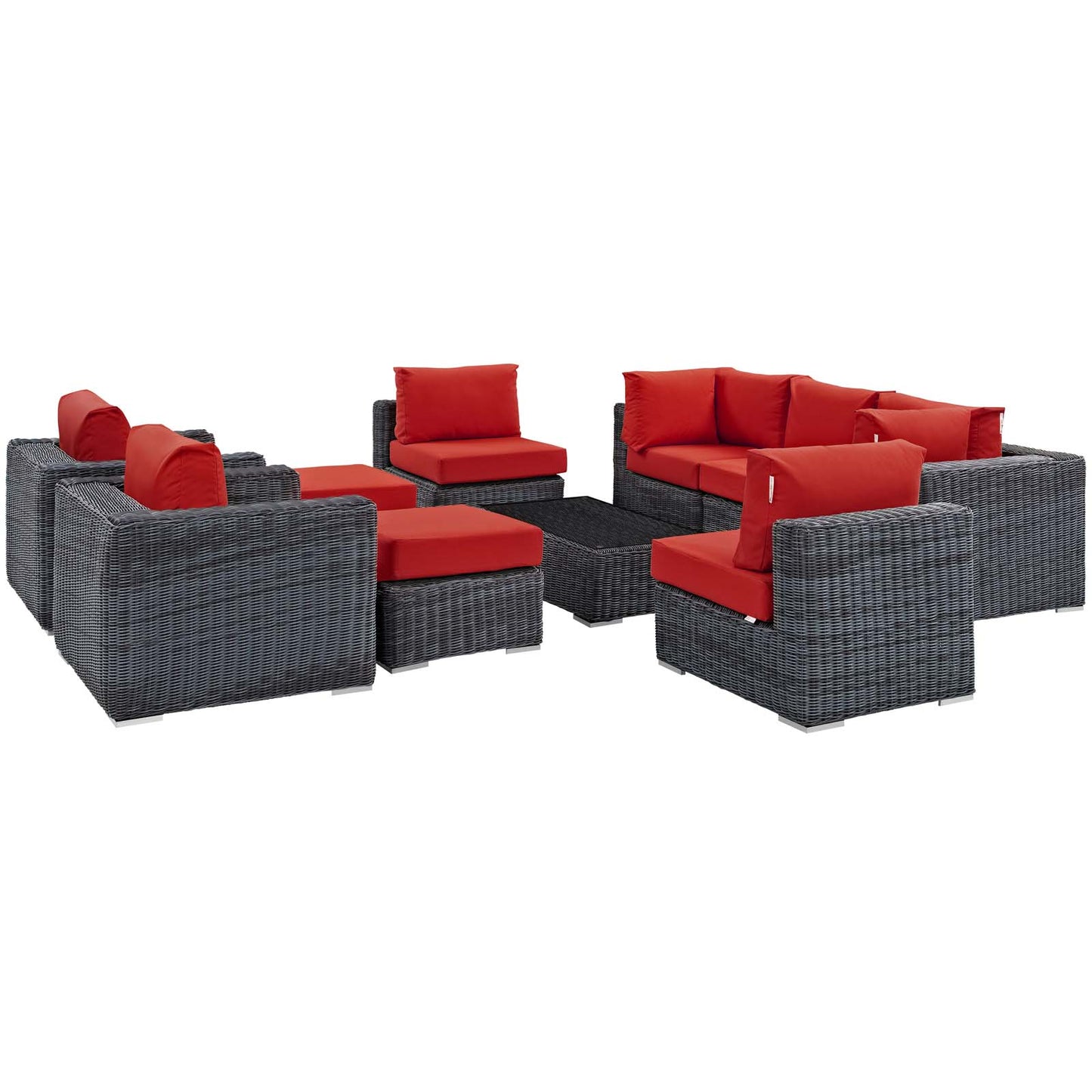 Summon 10 Piece Outdoor Patio Sunbrella Sectional Set by Modway