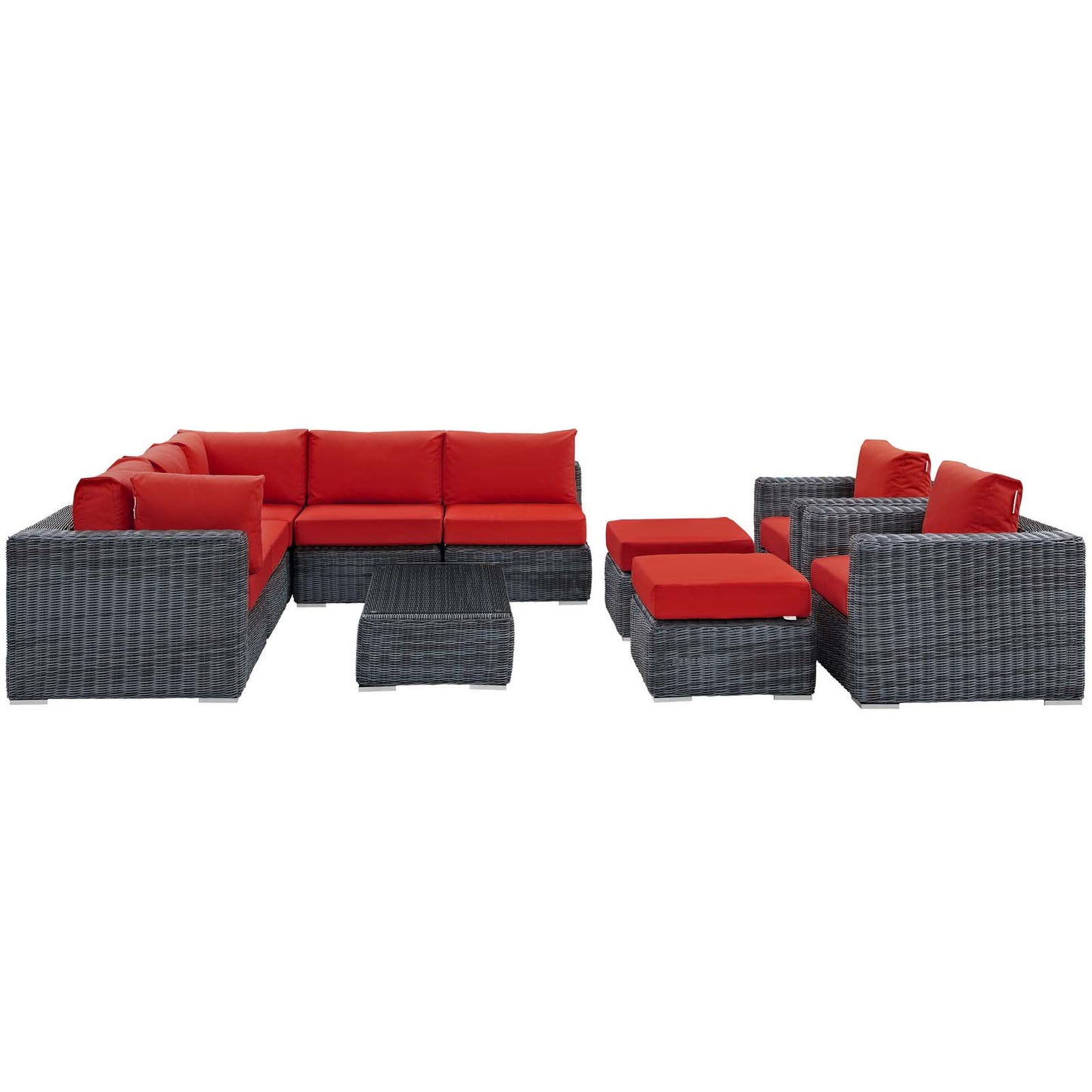 Summon 10 Piece Outdoor Patio Sunbrella Sectional Set by Modway