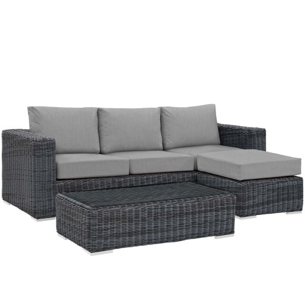 Summon 3 Piece Outdoor Patio Sunbrella Sectional Set by Modway
