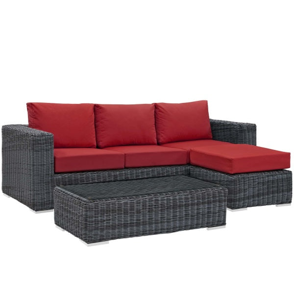 Summon 3 Piece Outdoor Patio Sunbrella Sectional Set by Modway