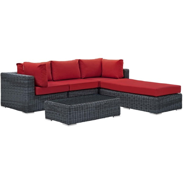 Summon 5 Piece Outdoor Patio Sunbrella Sectional Set by Modway