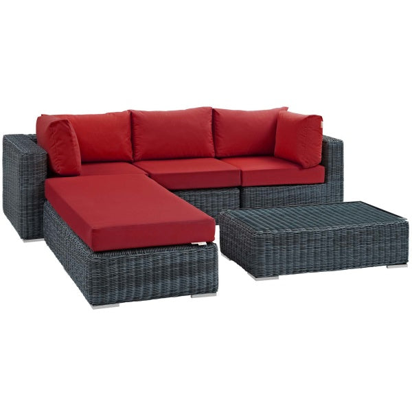 Summon 5 Piece Outdoor Patio Sunbrella Sectional Set by Modway