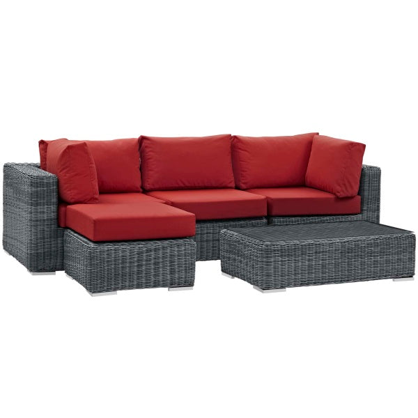Summon 5 Piece Outdoor Patio Sunbrella Sectional Set by Modway