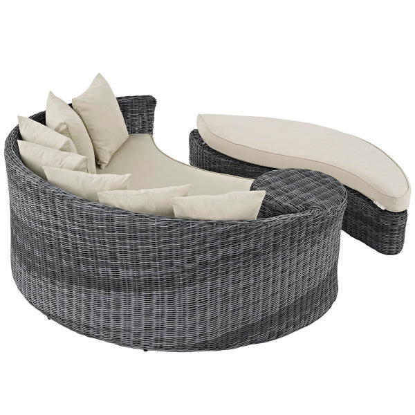 Summon Outdoor Patio Sunbrella Daybed in Antique Canvas Beige by Modway