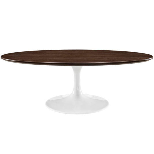 Lippa 48" Oval-Shaped Walnut Coffee Table By Modway