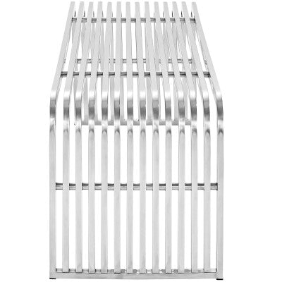 Pipe 60" Stainless Steel Bench Silver by Modway