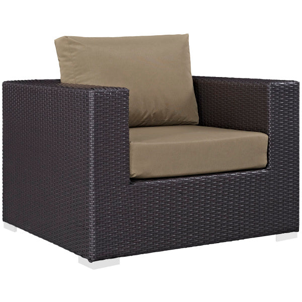 Convene 3 Piece Outdoor Patio Sofa Set Mcoha in Espresso Mocha by Modway