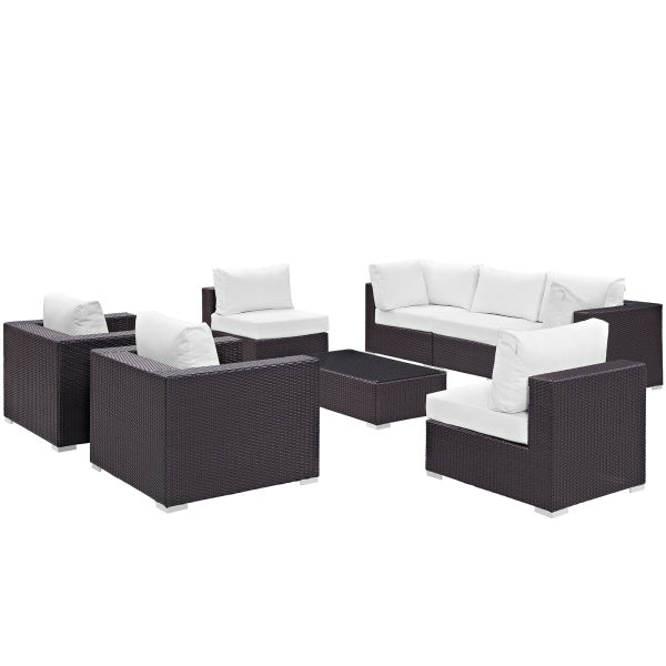 Convene 8 Piece Outdoor Patio Sectional Set in Espresso White by Modway