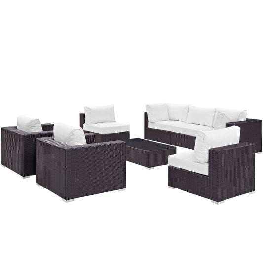 Convene 8 Piece Outdoor Patio Sectional Set in Espresso White by Modway