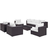 Convene 8 Piece Outdoor Patio Sectional Set in Espresso White by Modway