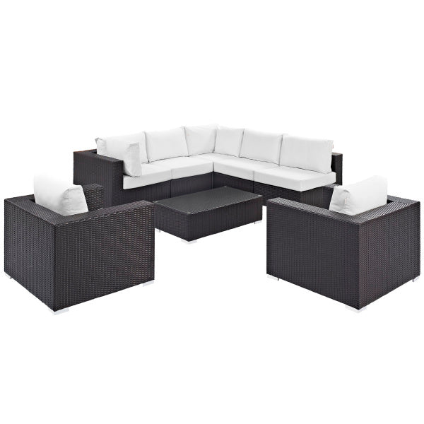 Convene 8 Piece Outdoor Patio Sectional Set in Espresso White by Modway
