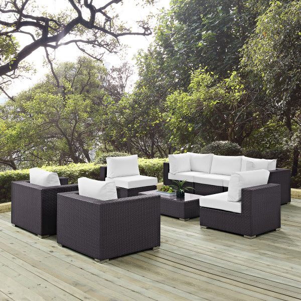 Convene 8 Piece Outdoor Patio Sectional Set in Espresso White by Modway