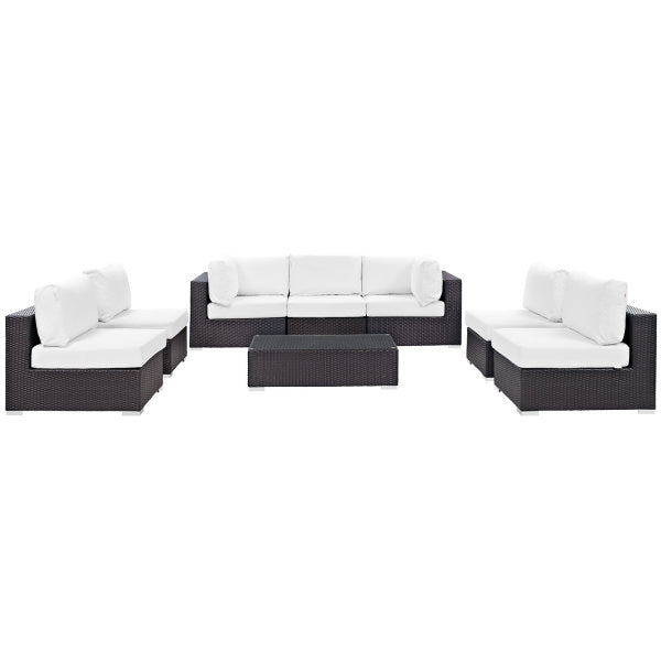 Convene 8 Piece Outdoor Patio Sectional Set in Espresso White by Modway