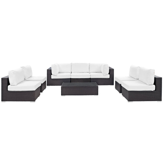 Convene 8 Piece Outdoor Patio Sectional Set in Espresso White by Modway