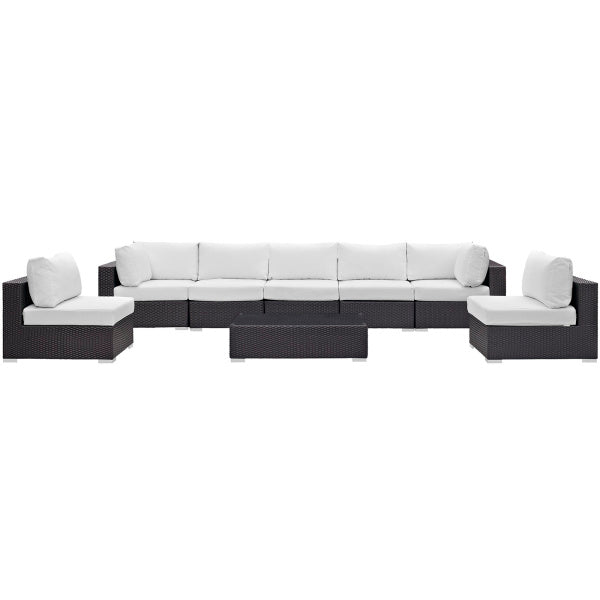Convene 8 Piece Outdoor Patio Sectional Set in Espresso White by Modway