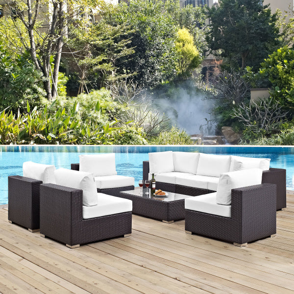 Convene 8 Piece Outdoor Patio Sectional Set in Espresso White by Modway