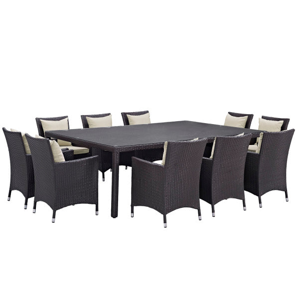 Convene 11 Piece Outdoor Patio Dining Set in Espresso By Modway