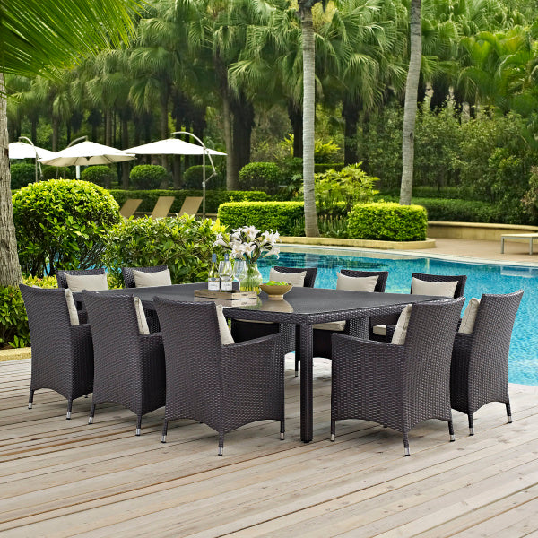 Convene 11 Piece Outdoor Patio Dining Set in Espresso By Modway