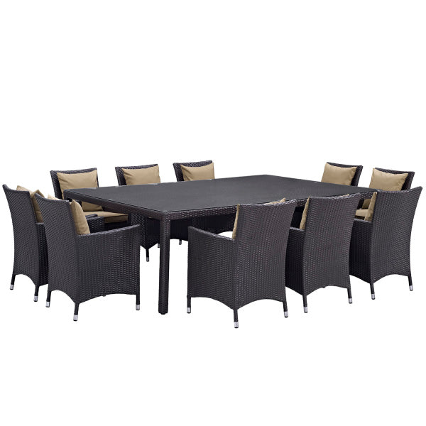 Convene 11 Piece Outdoor Patio Dining Set in Espresso By Modway