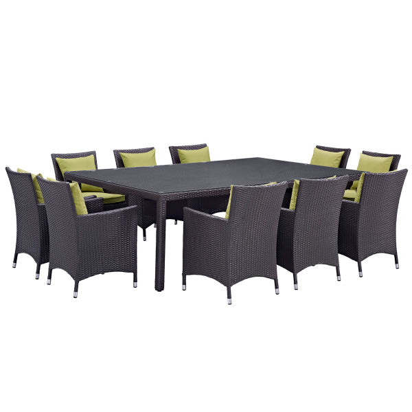 Convene 11 Piece Outdoor Patio Dining Set in Espresso By Modway