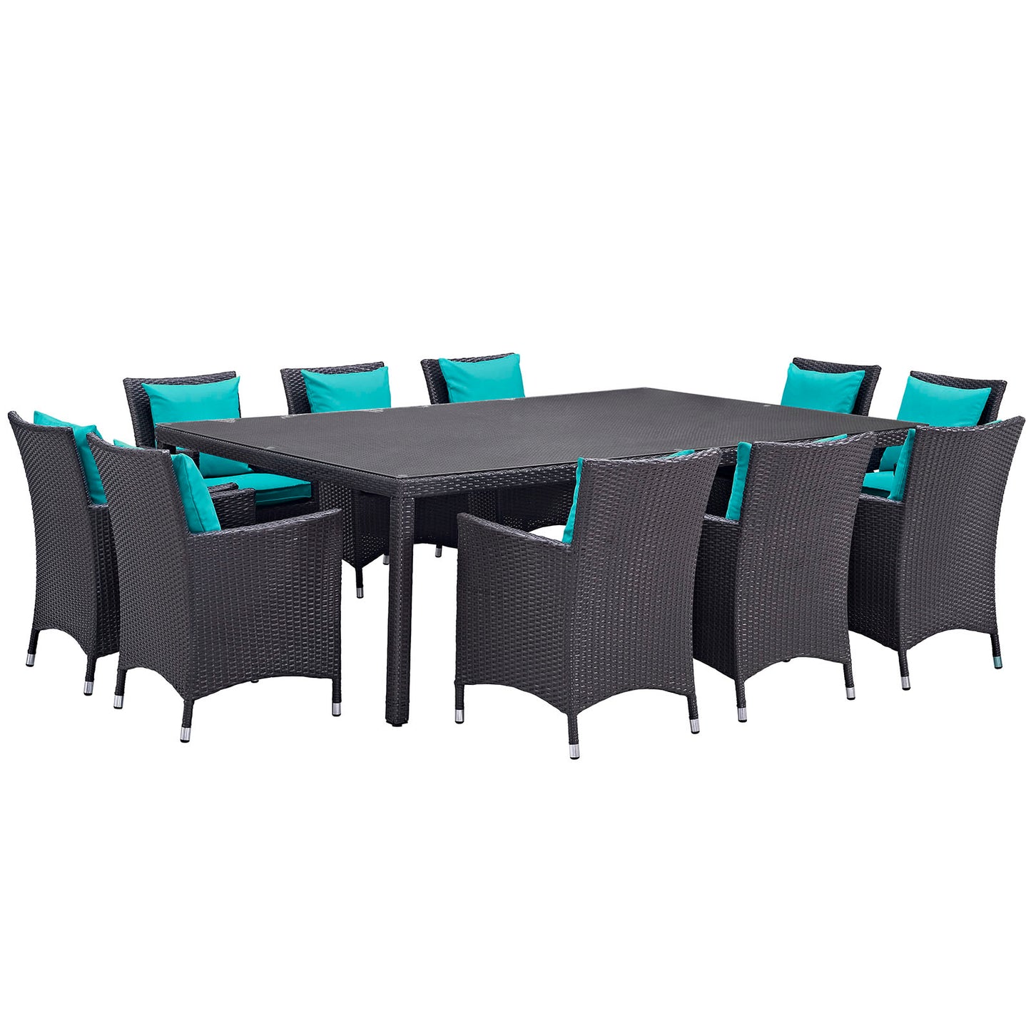 Convene 11 Piece Outdoor Patio Dining Set in Espresso By Modway