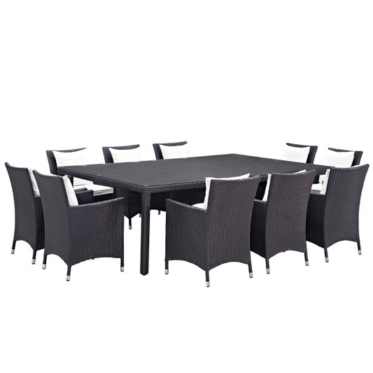 Convene 11 Piece Outdoor Patio Dining Set in Espresso By Modway