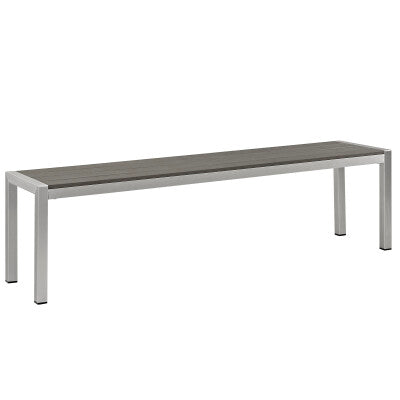 Shore Outdoor Patio Aluminum Bench Silver Gray by Modway
