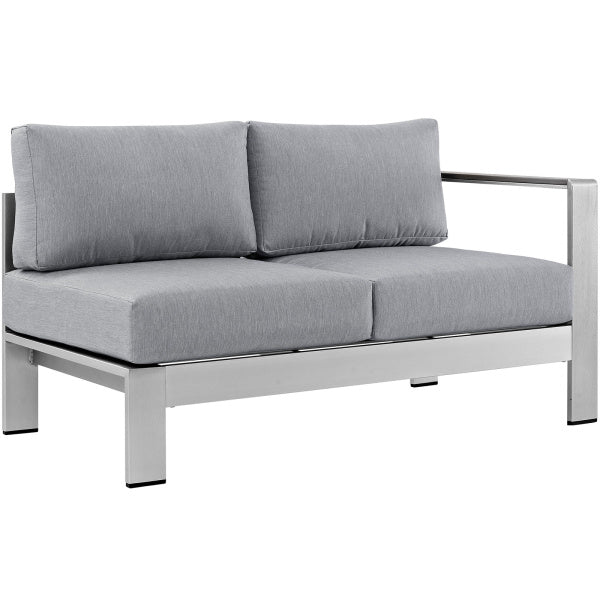 Shore RightArm Corner Sectional Patio Aluminum Loveseat Arm Chair  by Modway