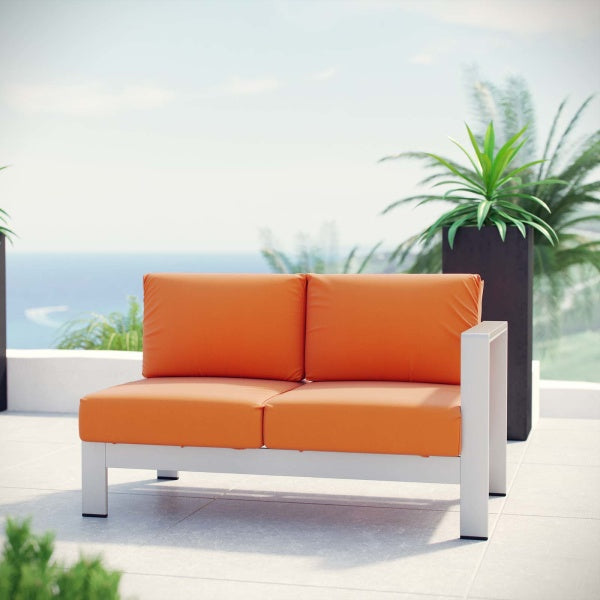 Shore RightArm Corner Sectional Patio Aluminum Loveseat Arm Chair  by Modway