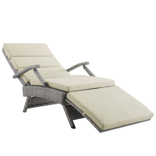 Envisage Chaise Outdoor Patio Wicker Rattan Lounge Chair in Light by Modway
