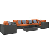 Sojourn 7 Piece Outdoor Patio Sunbrella Sectional Set in Canvas Tuscan by Modway