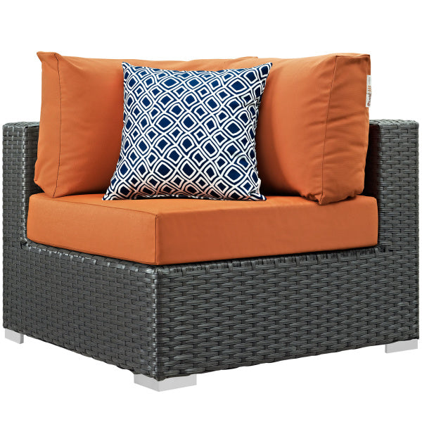 Sojourn 7 Piece Outdoor Patio Sunbrella Sectional Set in Canvas Tuscan by Modway