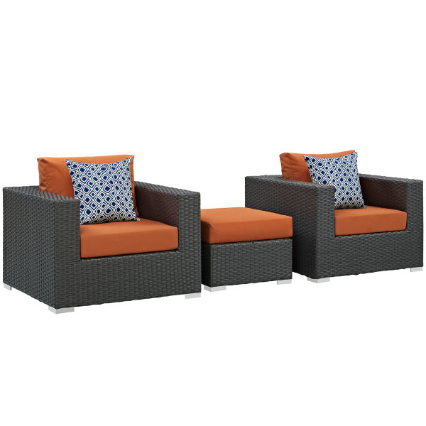 Sojourn 3 Piece Outdoor Patio Sunbrella Sectional Set by Modway