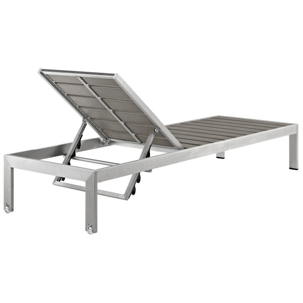 Shore Outdoor Patio Aluminum Chaise Silver Gray by Modway