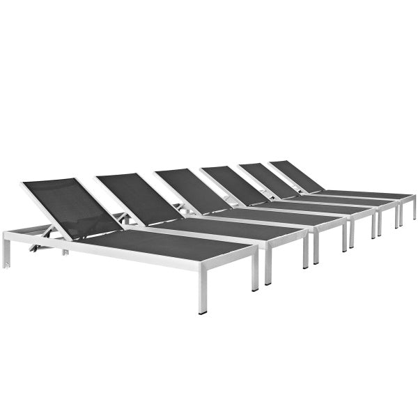 Shore Chaise Outdoor Patio Aluminum Set of 6 by Modway