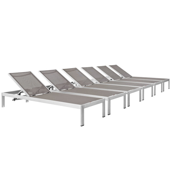 Shore Chaise Outdoor Patio Aluminum Set of 6 by Modway