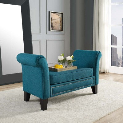 Rendezvous Bench Teal | Polyester by Modway