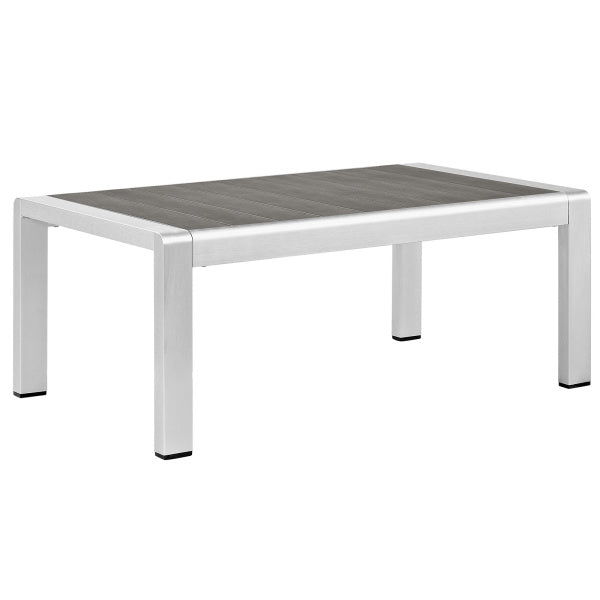Shore 5 Piece Outdoor Patio Aluminum Sectional Sofa Set Silver by Modway