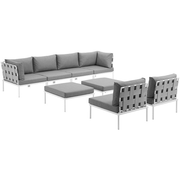 Harmony 8 Piece Outdoor Patio Aluminum Sectional Sofa Set | Polyester by Modway