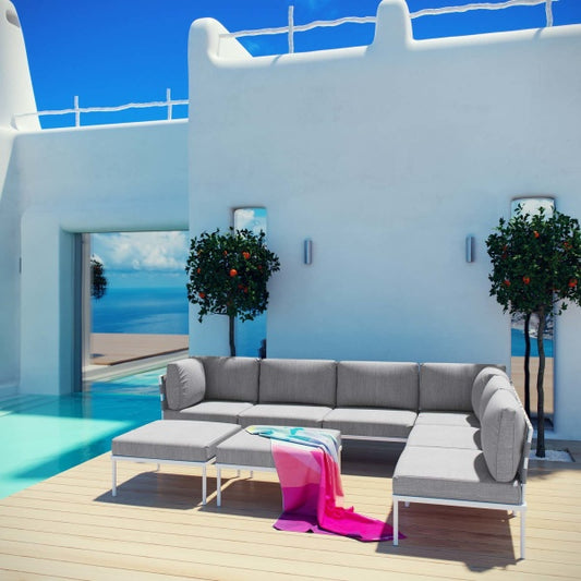 Harmony 8 Piece Outdoor Patio Aluminum Sectional Sofa Set | Polyester by Modway